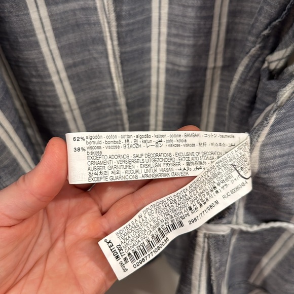 Zara Basic Women’s Striped Open Crop Blazer Striped Bell Sleeve Eyelet Size M - Picture 5 of 5